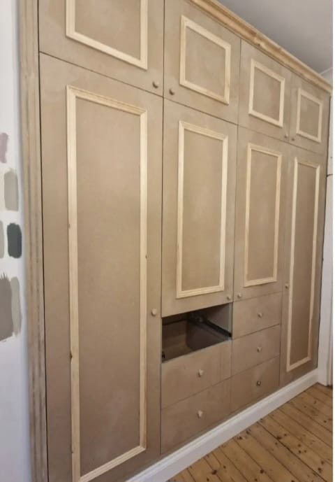 Before — Fitted Wardrobes — Bare MDF to Sage Green